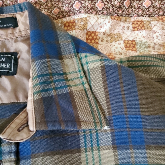 Vintage Acrylic Plaid Men's Long Sleeve Button Up. Jordan Christopher. Large. - Picture 5 of 12